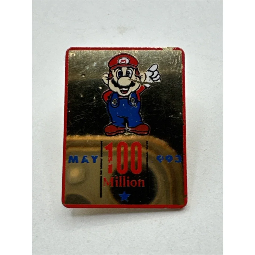 May 1993 100 Million Nintendo Employee Tie/Lapel Pin with Mario - Vintage + Rare